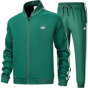 Men's Green Track Suit with White Stripes